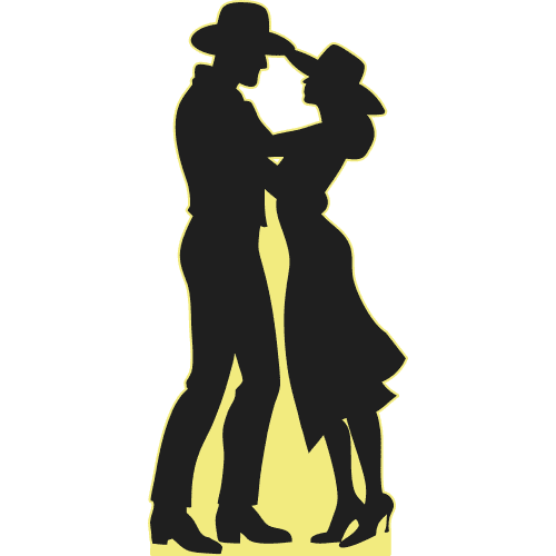 SP13422 Country Western Texas Cowboy Couple Hugging Silhouette Cardboard Cutout Standee Standup