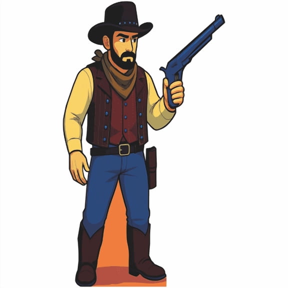 SP13478 Cartoon Cowboy Six Shooter Pistol Gun Cardboard Cutout Standee Standup