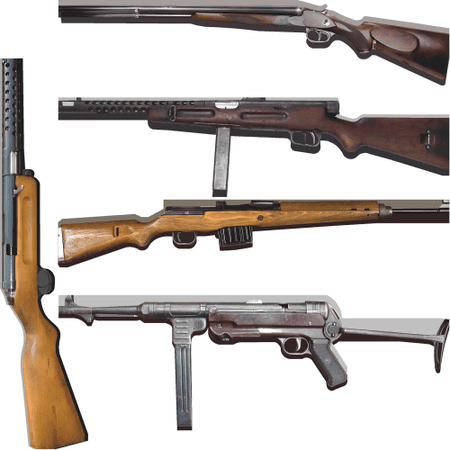 SP13506 World War II WW2 WWII Weapon Gun Prop 5Pack Cardboard Cutout Standee Standup