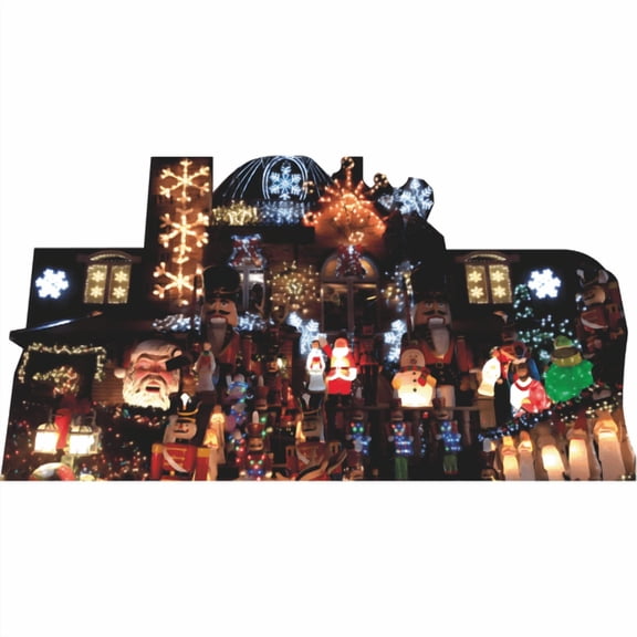 SP13571 Christmas Night Light Decoration House Santa Nutcracker Tree Elf Cardboard Cutout Standee Standup