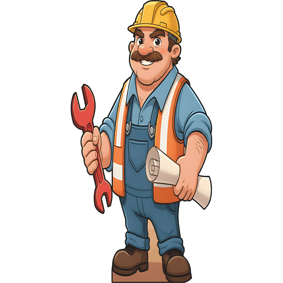 SP13584 Construction Worker Builder Bill Cardboard Cutout Standee Standup