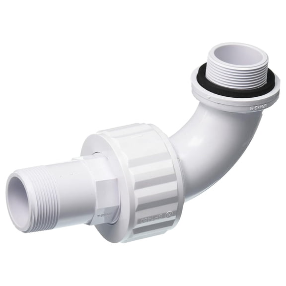 SP1485 1-1/2-Inch MIP White Full-Flo 90-Degree Sweep Elbow Self-Aligning Double Male End Union