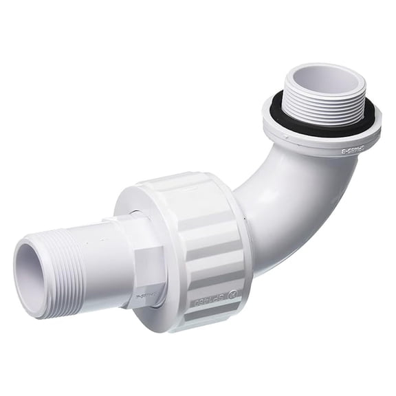 SP1485 1-1/2-Inch MIP White Full-Flo 90-Degree Sweep Elbow Self-Aligning Double Male End Union