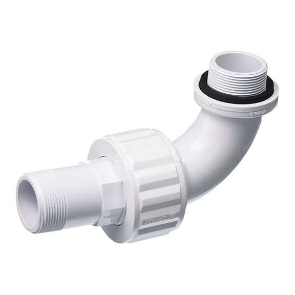 SP1485 1-1/2-Inch MIP White Full-Flo 90-Degree Sweep Elbow Self-Aligning Double Male End Union