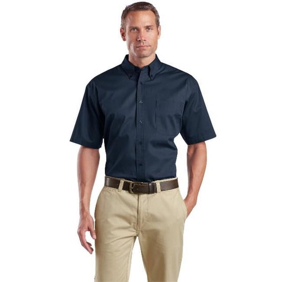 SP18 Mens Short Sleeve SuperPro Twill Shirt, Navy - Extra Large