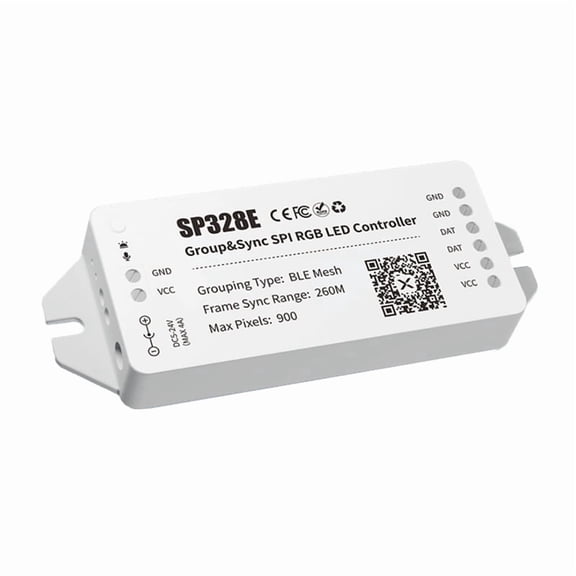 SP328E SPI LED Controller with Mesh Bluetooth APP Wireless Signal Amplifier Sync Control for Addressable RGB Dimmer,1 * LED light controller