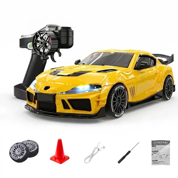 SP4301 1:43 Scale RC Drift Car, 2.4GHz 4WD Full Proportional Control Drift Racing Car with Gyro & LED Lights for Hobbyists