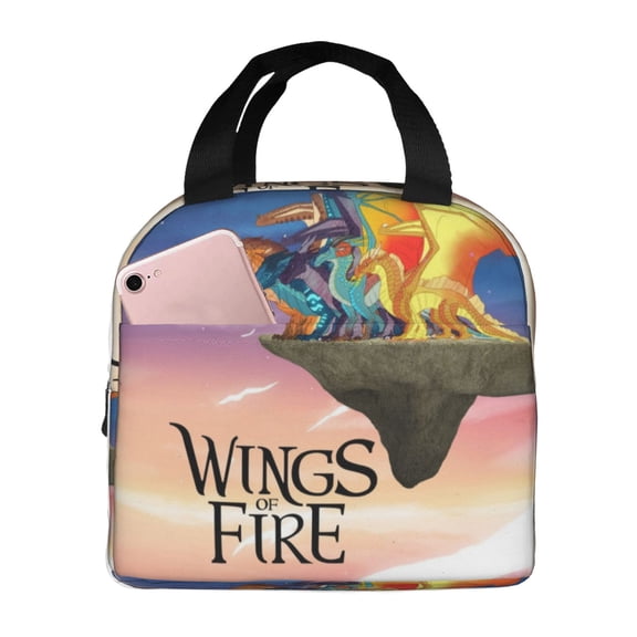 Wings Dragon Fire Lunch Bag Insulated Lunch Box Reusable Cooler Cartoon Lunch Tote Bag Picnic Travel Office