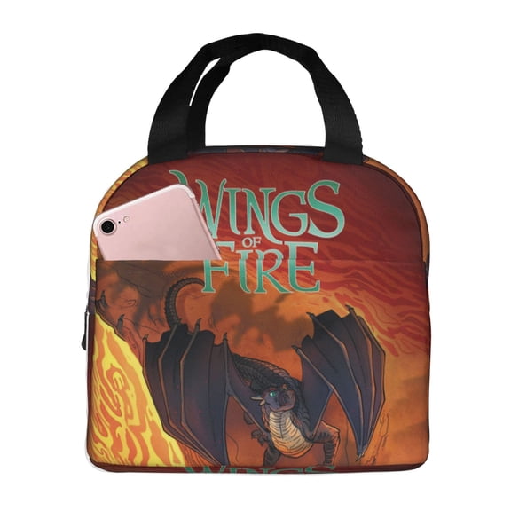 Wings Dragon Fire Lunch Bag Insulated Lunch Box Reusable Cooler Cartoon Lunch Tote Bag Picnic Travel Office