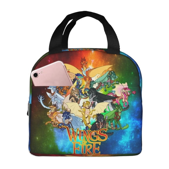 Wings Dragon Fire Lunch Bag Insulated Lunch Box Reusable Cooler Cartoon Lunch Tote Bag Picnic Travel Office