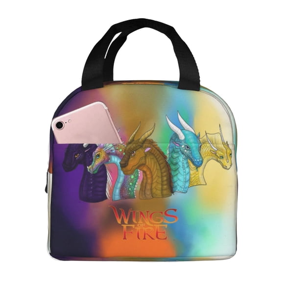 Wings Dragon Fire Lunch Bag Insulated Lunch Box Reusable Cooler Cartoon Lunch Tote Bag Picnic Travel Office