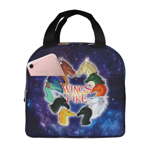 Wings Dragon Fire Lunch Bag Insulated Lunch Box Reusable Cooler Cartoon Lunch Tote Bag Picnic Travel Office