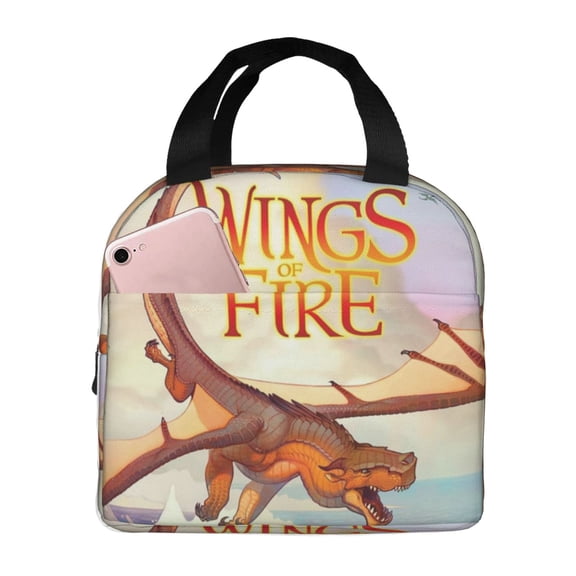 Wings Dragon Fire Lunch Bag Insulated Lunch Box Reusable Cooler Cartoon Lunch Tote Bag Picnic Travel Office