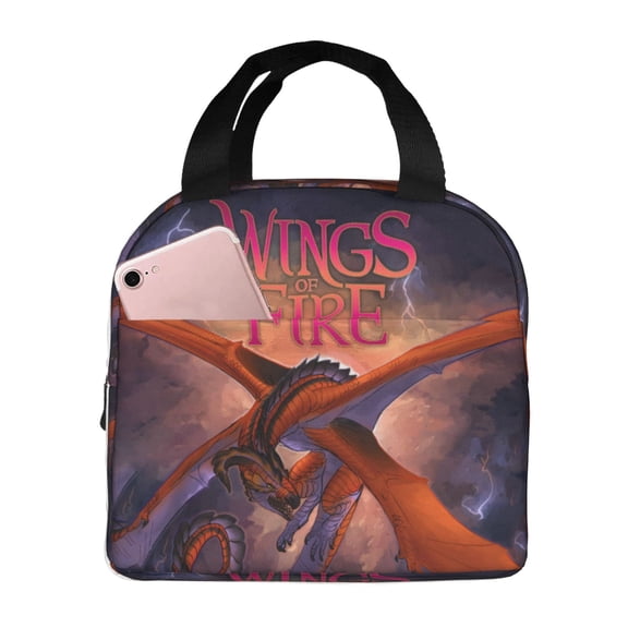Wings Dragon Fire Lunch Bag Insulated Lunch Box Reusable Cooler Cartoon Lunch Tote Bag Picnic Travel Office