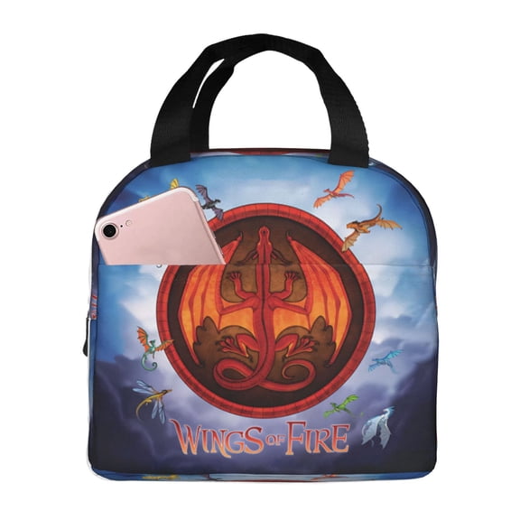 Wings Dragon Fire Lunch Bag Insulated Lunch Box Reusable Cooler Cartoon Lunch Tote Bag Picnic Travel Office