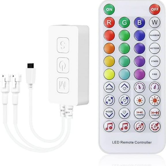 SP617E Bluetooth Controller 38Key Controller Sync Music Mode Timer for DC12V 5050 RGBWW or RGBW LED Strip Lights Support ios and Android APP, IR remote control