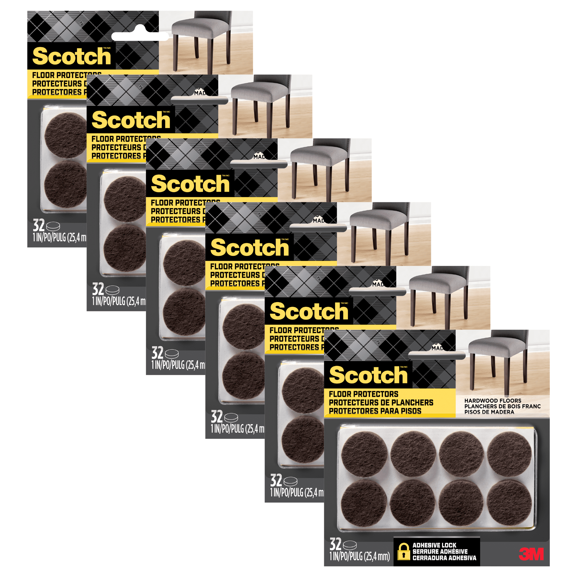 Scotch Felt Pads: 1 in. / (Brown) [192-pack]