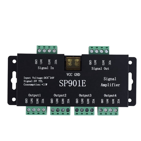 SP901E LED Pixel WS2812B WS2811 SPI Signal Amplifier Repeater for WS2813 SK6812 WS2815 WS2801 SK9822 Etc All the RGB