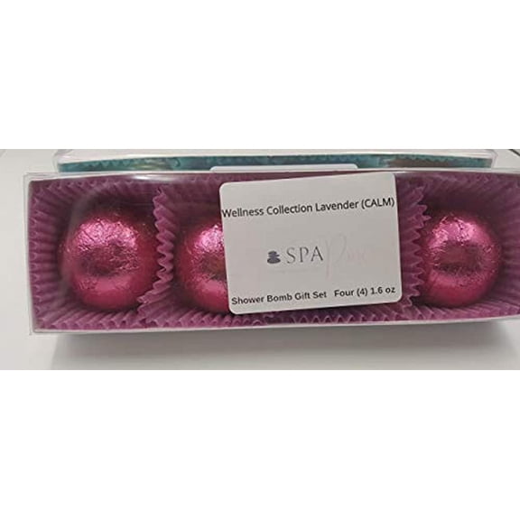 SPA PURE Wellness Collection LAVENDER - CALM BURST (4-pack) Aromatherapy Fizzing Shower Bombs by Spa Pure Naturals