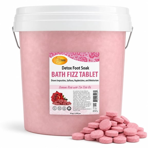 SPA REDI - Bath Fizz Tablets - Rose Scented - 2500 Tablets - 3 Gal Pail