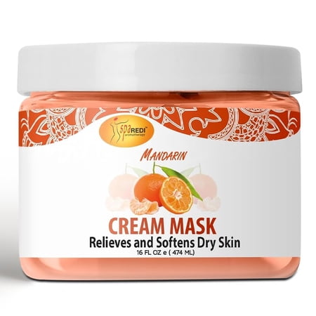 SPA REDI - Body and Foot Cream Mask, Mandarin, 16 Oz - Pedicure Massage for Tired Feet and Body, Hydrating, Fresh Skin - Infused with Hyaluronic Acid, Amino Acids, Panthenol, Comfrey Extract