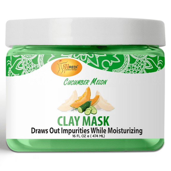 SPA REDI - Clay Mask, Cucumber and Melon, 16 Oz - Pedicure and Body Deep Cleansing, Skin Pore Purifying, Detoxifying and Hydrating