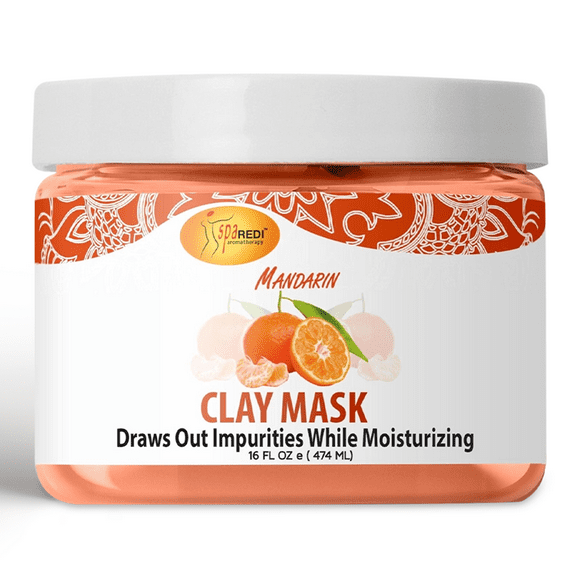 SPA REDI - Clay Mask, Mandarin, 16 Oz - Pedicure and Body Deep Cleansing, Skin Pore Purifying, Detoxifying and Hydrating - Natural Bentonite Clay, Amino Acids Panthenol, Comfrey Extract