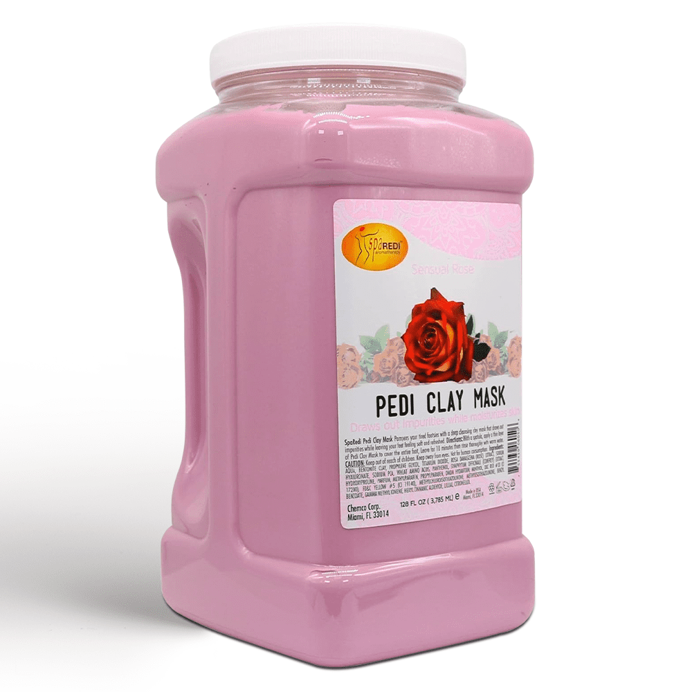 SPA REDI - Clay Mask, Sensual Rose, 128 Oz - Pedicure and Body Deep Cleansing, Skin Pore Purifying, Detoxifying and Hydrating - Natural Bentonite Clay, Infused with