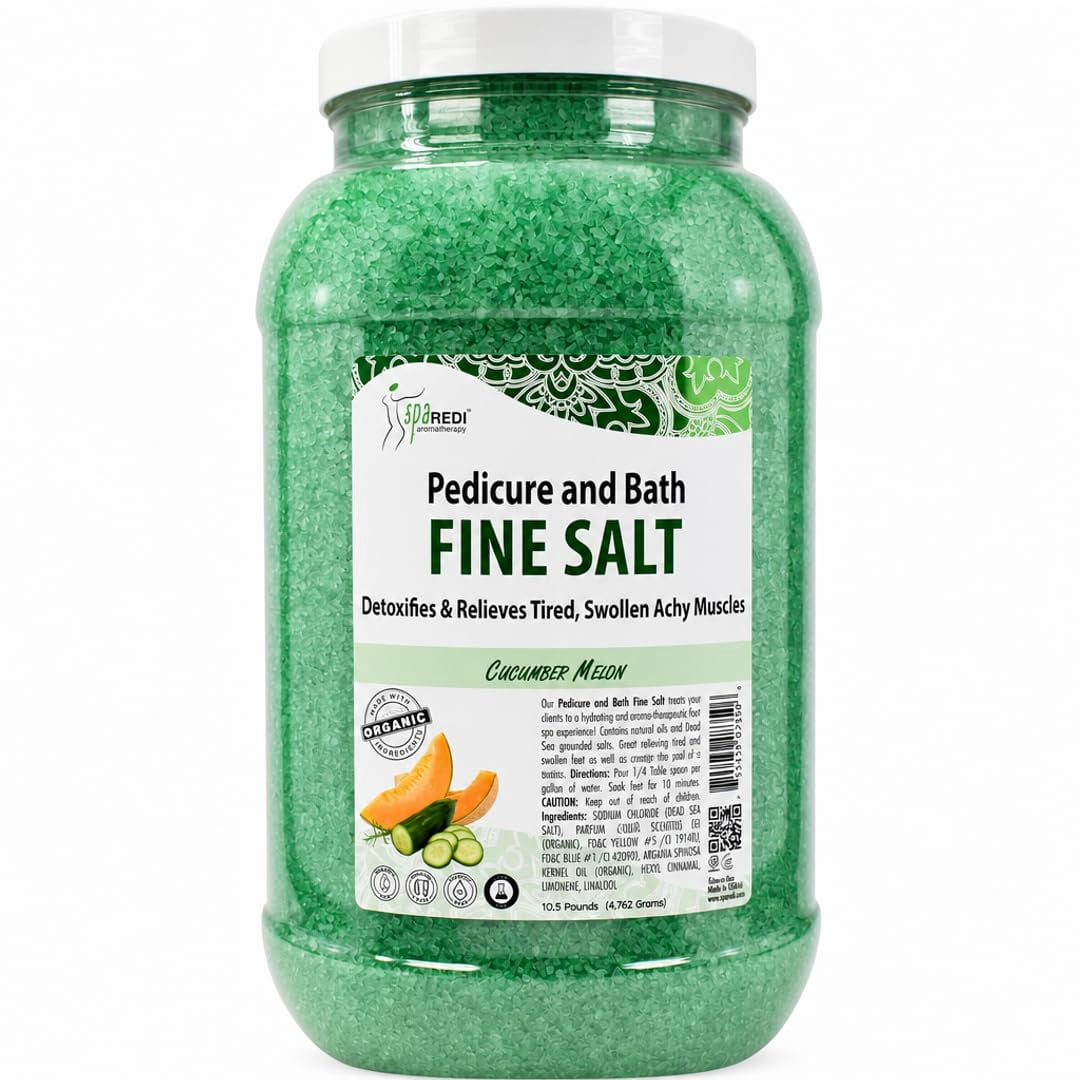 SPA REDI - Detox Foot Soak Pedicure and Bath Fine Salt, Cucumber and Melon, 128 Oz - Made with Dead Sea Salts, Argan Oil, Coconut Oil, and Essential Oil - Hydrates, Softens and Moisturizes