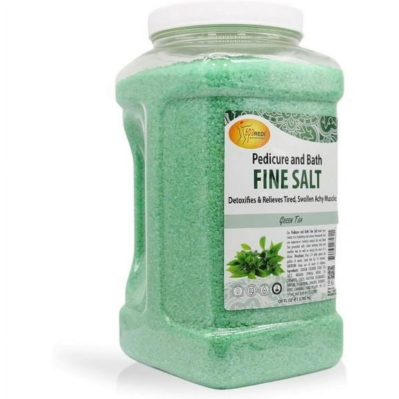 SPA REDI - Detox Foot Soak Pedicure and Bath Fine Salt, Green Tea, 128 Oz - Made with Dead Sea Salts, Argan Oil, Coconut Oil, and Essential Oil - Hydrates, Softens and Moisturizes