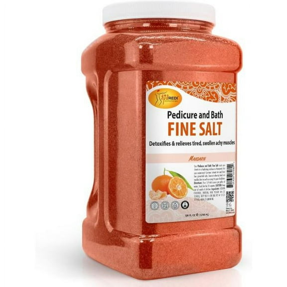 SPA REDI - Detox Foot Soak Pedicure and Bath Fine Salt, Mandarin, 128 Oz - Made with Dead Sea Salts, Argan Oil, Coconut Oil, and Essential Oil - Hydrates, Softens and Moisturizes