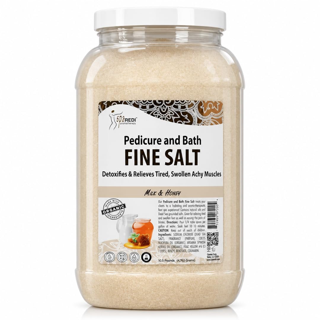 SPA REDI - Detox Foot Soak Pedicure and Bath Fine Salt, Milk and Honey, 128 Oz - Made with Dead Sea Salts, Argan Oil, Coconut Oil, and Essential Oil - Hydrates, Softens and Moisturizes