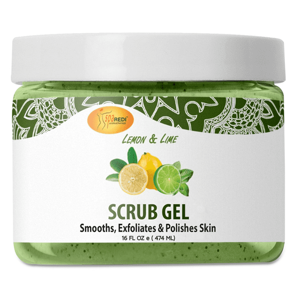 SPA REDI Exfoliating Scrub Pumice Gel, Lemon & Lime, 16 Oz - Manicure, Pedicure and Body Exfoliator Infused with Hyaluronic Acid, Amino Acids, Panthenol and Comfrey Extract