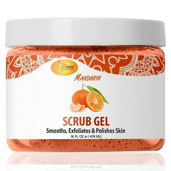 SPA REDI - Exfoliating Scrub Pumice Gel, Mandarin, 16 Oz - Manicure, Pedicure and Body Exfoliator Infused with Hyaluronic Acid, Amino Acids, Panthenol and Comfrey Extract