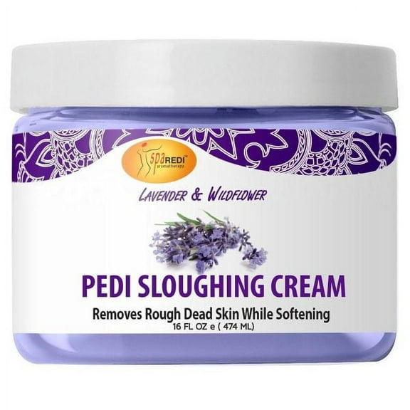 SPA REDI - Foot Cream, Sloughing Lotion, Lavender and Wildflower 16 Oz - Pedicure Massage Foot Care for Dry Cracked Feet, Scrub Gently, Exfoliating, Smooths and Eliminates Buildup of Dead Skin