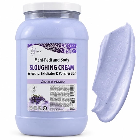 SPA REDI - Foot Cream, Sloughing Lotion, Lavender and Wildflower 128 Oz - Pedicure Massage Foot Care for Dry Cracked Feet, Scrub Gently, Exfoliating