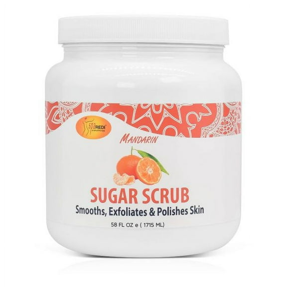 SPA REDI Sugar Scrub - Exfoliating, Moisturizing, Hydrating and Nourishing, Glow, Polish, Smooth and Fresh Skin - Body Exfoliator, Mandarin - 58 Oz