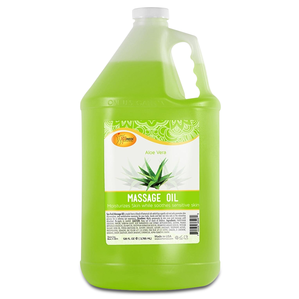 SPA REDI - Massage Oil, Aloe Vera, 128 Oz - Professional Pedicure,  Manicure, Full Body Massage Therapy, Made with Almond Oil, Cotton Seed Oil,  ...