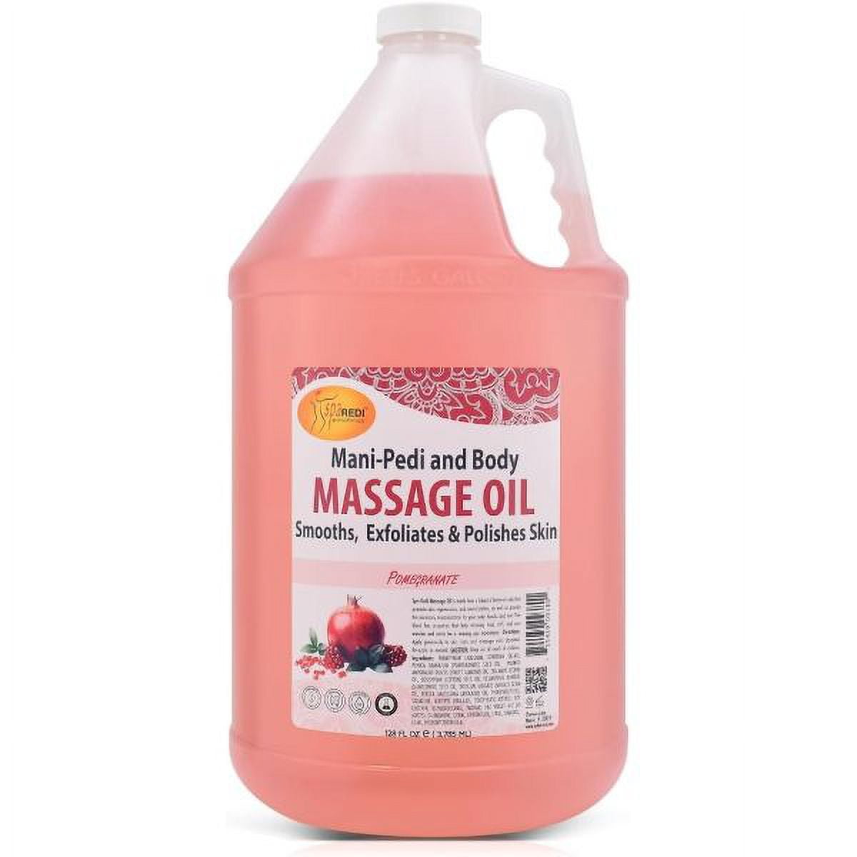 SPA REDI - Massage Oil, Pomegranate, 128 Oz - Professional Full Body Massage Therapy, Made with Almond Oil, Cotton Seed Oil, Sunflower Oil, Avocado Oil, Essential Oils and Vitamin E