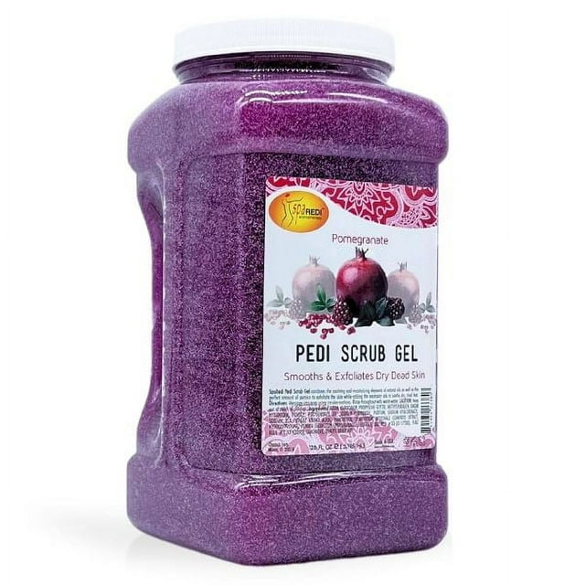 SPA REDI – Pomegranate Pumice Scrub Gel, Exfoliating, Hydrating & Nourishing, Infused with Hyaluronic Acid, Amino Acids, Panthenol and Comfrey Extract for Glowy Smooth Skin - 128oz Gallon
