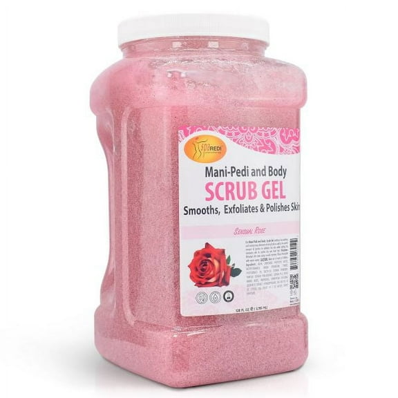 SPA REDI – Sensual Rose Pumice Scrub Gel, Exfoliating, Hydrating & Nourishing, Infused with Hyaluronic Acid, Amino Acids, Panthenol and Comfrey Extract for Glowy Smooth Skin – 128oz Gallon