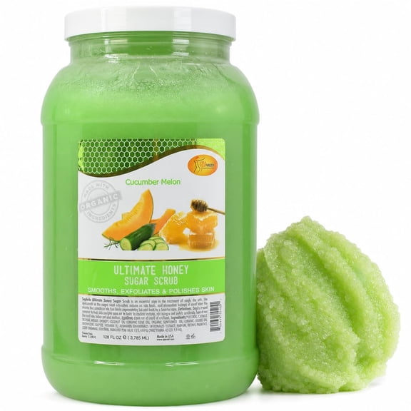 SPA REDI - Sugar Body Scrub, Honey, Cucumber Melon, 128 Oz, Exfoliating, Moisturizing, Hydrating and Nourishing, Glow, Polish, Smooth and Fresh Skin - Body Exfoliator