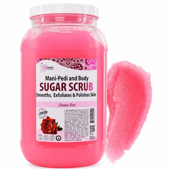 SPA REDI - Sugar Body Scrub,Sensual Rose, 128 Oz - Exfoliating, Moisturizing, Hydrating and Nourishing, Glow, Polish, Smooth and Fresh Skin - Body Exfoliator