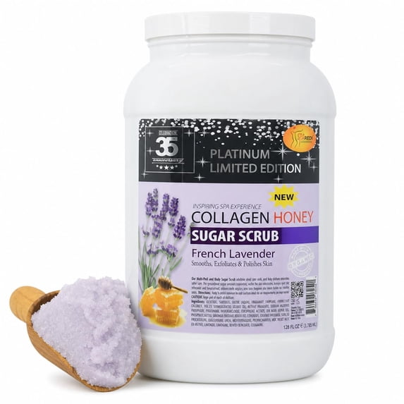 SPA REDI Sugar Scrub - Exfoliating, Moisturizing, Hydrating and Nourishing, Glow, Polish, Smooth and Fresh Skin - Body Exfoliator, French Lavender - 128 Oz
