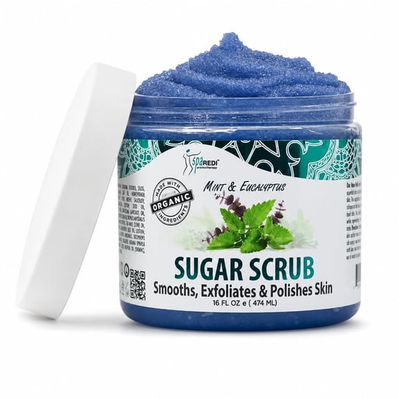 SPA REDI - Sugar Scrub Glow, Mint & Eucalyptus, Refreshing Exfoliation, 16oz