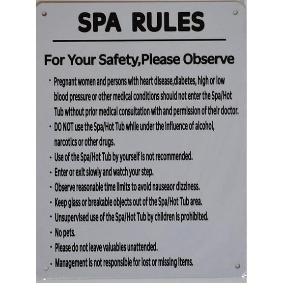 SPA Rules Sign (White, Rust Free Aluminium 8X12)