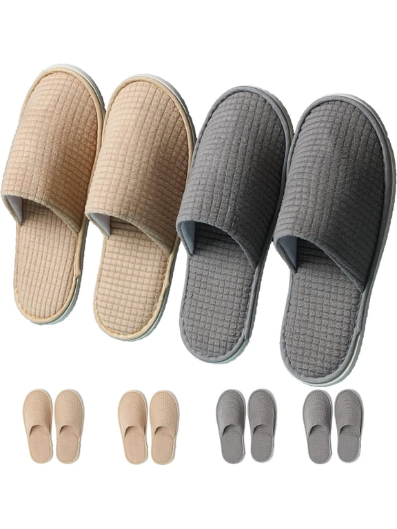 SPA Slippers, 6/12 Pairs Disposable Slippers for Guests, Soft Hotel Slippers Polar Fleece, Washable Reusable House Slippers Unisex, Bride Slippers for Wedding Party Bedroom Travel