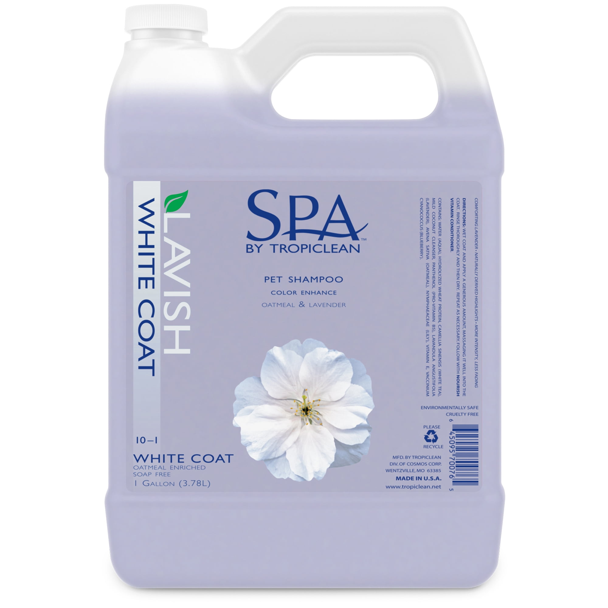 SPA by TropiClean Lavish White Coat Shampoo for Dogs & Cats, 1 gal