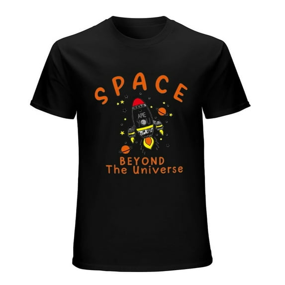 SPACE BEYOND THE UNIVERSE Vintage T-shirt Mens Cotton Classic Crewneck Short Sleeve Tees Unisex Black 4XL