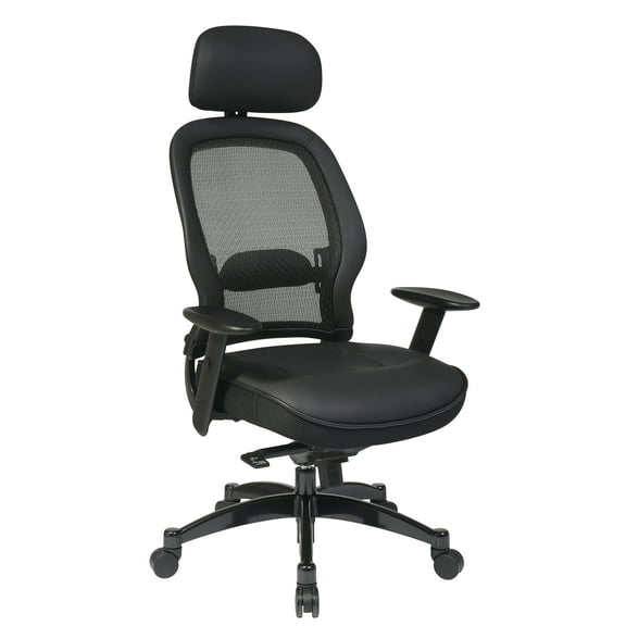 SPACE Deluxe Matrex Black Back Executive Office Chair with Leather Seat